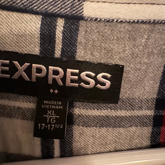 Express Men’s Plaid Button-Up Shirt Blue / White XL - Picture 2 of 3